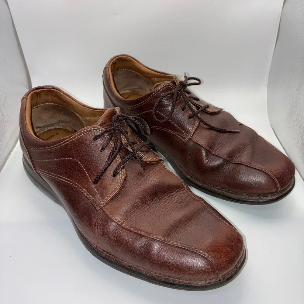 Johnston & Murphy XC4 Mens 9.5M Brown Leather Bicycle Toe‎ Derby Shoes 59-10186